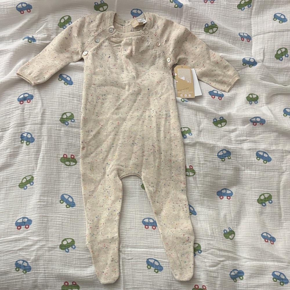 56. Maniere De Voir Kids Cream Speckled Footie